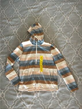 O'Neill Striped Hooded Pullover in Blue, Cream & Brown